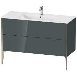 XViu Duravit vasque XV44840B138 121 x 59,4 x 48 cm, gris dolomiti brillant, 2 coulissants, debout, champagne mat