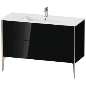 XViu Duravit vasque XV44840B140 121 x 59,4 x 48 cm, noir brillant, 2 coulissants, debout, champagne mat