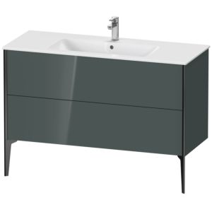 Duravit XViu vanity unit XV44840B238 121 x 59.4 x 48 cm, dolomiti gray high gloss, 2 pull-outs, standing, matt black
