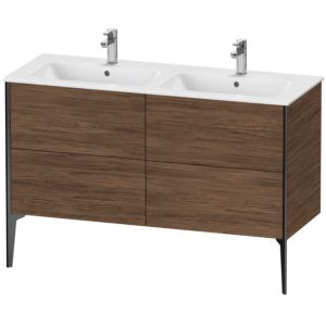 Duravit XViu Waschtisch-Unterschrank XV44850B221 128x48x59,4cm, 4 Auszüge, stehend, schwarz matt, nussbaum dunkel