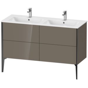 XViu Duravit vasque XV44850B289 128x48x59,4cm, 4 coulissants, debout, noir mat, gris flanelle brillant