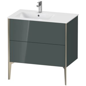 XViu Duravit vasque XV44860B138 81x48x59,4cm, 2 coulissants, vasque à gauche, champagne mat, gris dolomiti brillant