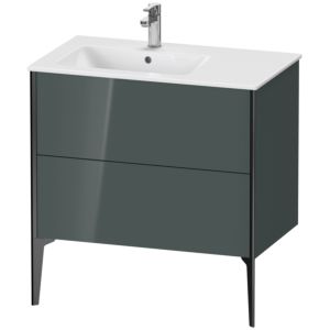 Duravit XViu Waschtisch-Unterschrank XV44860B238 81x48x59,4cm, 2 Auszüge, Becken links, schwarz matt, dolomiti grey hochglanz