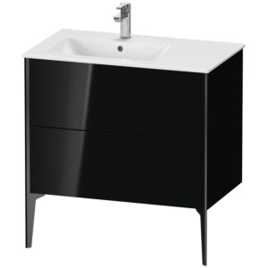 XViu Duravit vasque XV44860B240 81x48x59,4cm, 2 coulissants, vasque à gauche, noir mat, noir brillant
