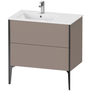 XViu Duravit vasque XV44860B243 81x48x59,4cm, 2 coulissants, vasque à gauche, noir mat, basalte mat