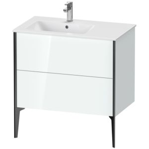 Duravit XViu vanity unit XV44860B285 81x48x59.4cm, 2 pull-outs, basin on the left, black matt, white high gloss