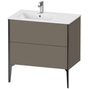 XViu Duravit vasque XV44860B290 81x48x59,4cm, 2 coulissants, vasque à gauche, noir mat, flanelle gris soie mat
