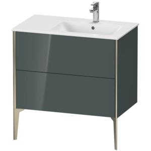 XViu Duravit vasque XV44870B138 81x48x59,4cm, 2 coulissants, vasque à droite, champagne mat, gris dolomiti brillant
