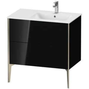 Duravit XViu Waschtisch-Unterschrank XV44870B140 81x48x59,4cm, 2 Auszüge, Becken rechts, champagner matt, schwarz hochglanz