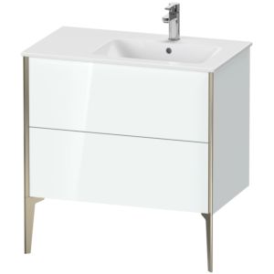 Duravit XViu Waschtisch-Unterschrank XV44870B185 81x48x59,4cm, 2 Auszüge, Becken rechts, champagner matt, weiß hochglanz