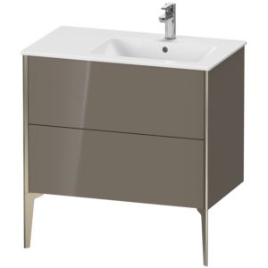 XViu Duravit vasque XV44870B189 81x48x59,4cm, 2 coulissants, vasque à droite, champagne mat, gris flanelle brillant