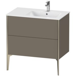 XViu Duravit vasque XV44870B190 81x48x59,4cm, 2 coulissants, vasque à droite, champagne mat, flanelle gris soie mat