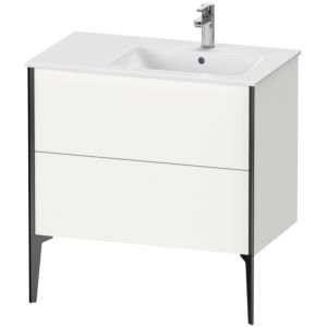 XViu Duravit vasque XV44870B218 81x48x59,4cm, 2 coulissants, vasque à droite, noir mat, blanc mat