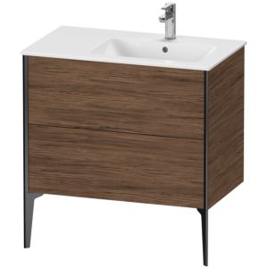 Duravit XViu vanity unit XV44870B221 81x48x59.4cm, 2 pull-outs, basin on the right, matt black, dark walnut