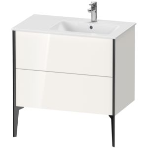 Duravit XViu vanity unit XV44870B222 81x48x59.4cm, 2 pull-outs, basin on the right, black matt, white high gloss