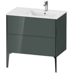 XViu Duravit vasque XV44870B238 81x48x59,4cm, 2 coulissants, vasque à droite, noir mat, gris dolomiti brillant