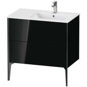 Duravit XViu Waschtisch-Unterschrank XV44870B240 81x48x59,4cm, 2 Auszüge, Becken rechts, schwarz matt, schwarz hochglanz