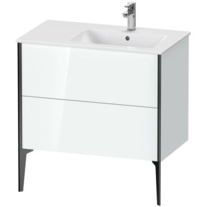 Duravit XViu vanity unit XV44870B285 81x48x59.4cm, 2 pull-outs, basin on the right, black matt, white high gloss
