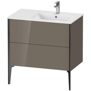 XViu Duravit vasque XV44870B289 81x48x59,4cm, 2 coulissants, vasque à droite, noir mat, gris flanelle brillant
