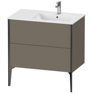 Duravit XViu Waschtisch-Unterschrank XV44870B290 81x48x59,4cm, 2 Auszüge, Becken rechts, schwarz matt, flannel grey seidenmatt