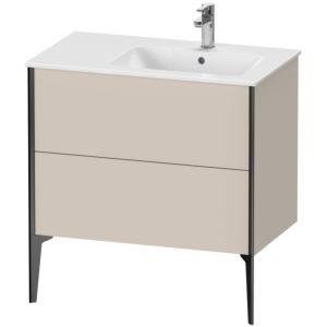 Duravit XViu Waschtisch-Unterschrank XV44870B291 81x48x59,4cm, 2 Auszüge, Becken rechts, schwarz matt, taupe matt