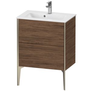 Duravit XViu Waschtisch-Unterschrank XV44880B121 61 x 59,4 x 39 cm, nussbaum dunkel, 2 Auszüge, stehend, champagner matt