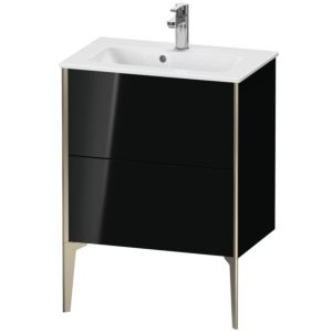 Duravit XViu vanity unit XV44880B140 61 x 59.4 x 39 cm, black high gloss, 2 pull-outs, standing, matt champagne