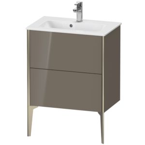 Duravit XViu vanity unit XV44880B189 61 x 59.4 x 39 cm, flannel gray high gloss, 2 pull-outs, standing, matt champagne