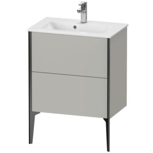 Duravit XViu Waschtisch-Unterschrank XV44880B207 61 x 59,4 x 39 cm, betongrau matt, 2 Auszüge, stehend, schwarz matt