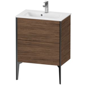 Duravit XViu Waschtisch-Unterschrank XV44880B221 61 x 59,4 x 39 cm, nussbaum dunkel, 2 Auszüge, stehend, schwarz matt