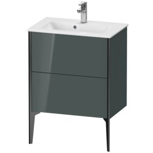 Duravit XViu Waschtisch-Unterschrank XV44880B238 61 x 59,4 x 39 cm, dolomiti grey hochglanz, 2 Auszüge, stehend, schwarz matt