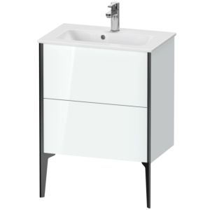 Duravit XViu vanity unit XV44880B285 61 x 59.4 x 39 cm, white high gloss, 2 pull-outs, standing, matt black
