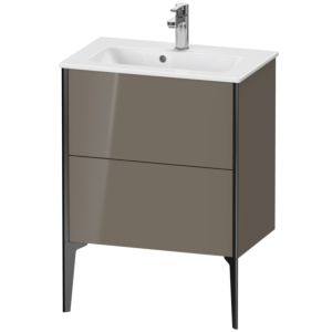 XViu Duravit vasque XV44880B289 61 x 59,4 x 39 cm, gris flanelle brillant, 2 coulissants, debout, noir mat