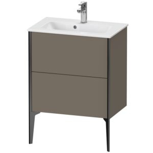 XViu Duravit vasque XV44880B290 61 x 59,4 x 39 cm, flanelle gris soie mat, 2 coulissants, debout, noir mat