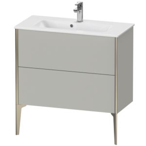 XViu Duravit vasque XV44890B107 81 x 59,4 x 39 cm, gris béton mat, 2 coulissants, debout, champagne mat