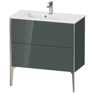 XViu Duravit vasque XV44890B138 81 x 59,4 x 39 cm, gris dolomiti brillant, 2 coulissants, debout, champagne mat