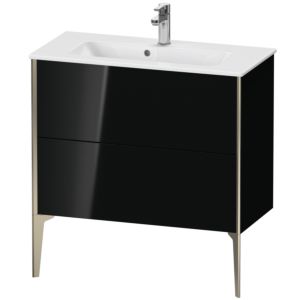 XViu Duravit vasque XV44890B140 81 x 59,4 x 39 cm, noir brillant, 2 coulissants, debout, champagne mat