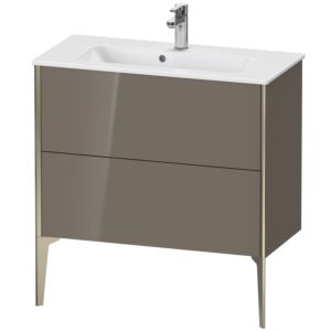 XViu Duravit vasque XV44890B189 81 x 59,4 x 39 cm, gris flanelle brillant, 2 coulissants, debout, champagne mat