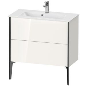 Duravit XViu vanity unit XV44890B222 81 x 59.4 x 39 cm, white high gloss, 2 pull-outs, standing, black matt