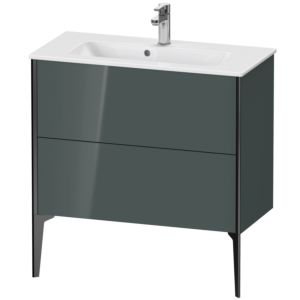 XViu Duravit vasque XV44890B238 81 x 59,4 x 39 cm, gris dolomiti brillant, 2 coulissants, debout, noir mat