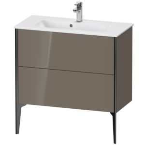 Duravit XViu Waschtisch-Unterschrank XV44890B289 81 x 59,4 x 39 cm, flannel grey hochglanz, 2 Auszüge, stehend, schwarz matt