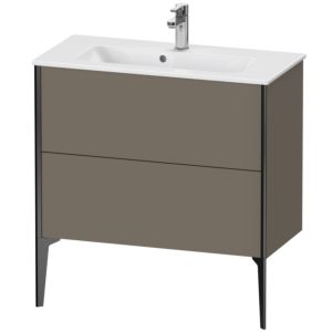 XViu Duravit vasque XV44890B290 81 x 59,4 x 39 cm, flanelle gris soie mat, 2 coulissants, debout, noir mat