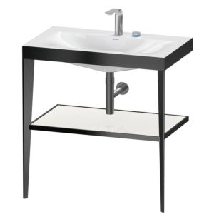Duravit XViu washbasin combination XV4715EB285 80 x 48 cm, 2 tap holes, white high gloss, with metal console, black matt