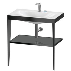 Duravit XViu vasque combinaison XV4715EB289 80 x 48 cm, 2 trous pour robinetterie, gris flanelle brillant, avec console en métal, noir mat