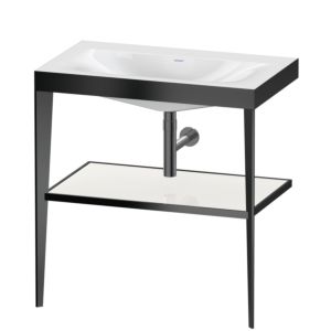 Duravit XViu Möbelwaschtisch-Kombination XV4715NB285 80 x 48 cm, ohne Hahnloch, weiß hochglanz, mit Metallkonsole, schwarz matt