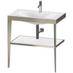 Duravit XViu vasque combinaison XV4715OB185 80 x 48 cm, trou pour robinet 2000 blanc haute brillance, avec console en métal, champagne mat