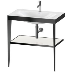Duravit XViu Möbelwaschtisch-Kombination XV4715OB285 80 x 48 cm, 1 Hahnloch, weiß hochglanz, mit Metallkonsole, schwarz matt