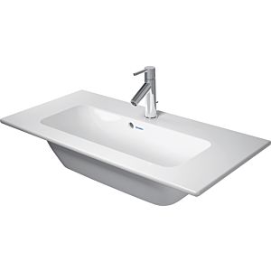 Duravit Me by Starck Möbel-Waschtisch-Compact 23428332601 83 x 40 cm, weiß seidenmatt, WonderGliss, ohne Hahnloch, mit Überlauf, mit Hahnlochbank