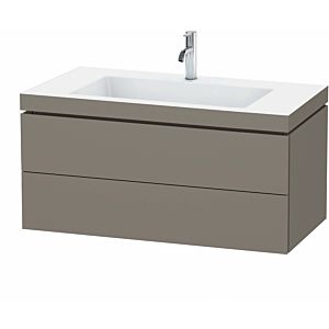 Duravit L-Cube Waschtisch-Unterschrank LC6928O9090 100 x 48 cm, 1 Hahnloch, flannel grey seidenmatt, 2 Schubkästen