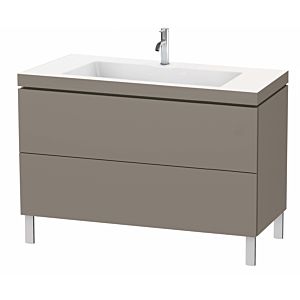 Duravit L-Cube Waschtisch-Unterschrank LC6939O9090 120 x 48 cm, 1 Hahnloch, flannel grey seidenmatt, 2 Auszüge, bodenstehend